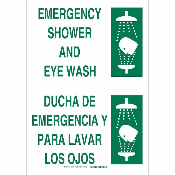Brady Emergency Shower And Eye Wash, English/Spanish, 7 in x 10 in