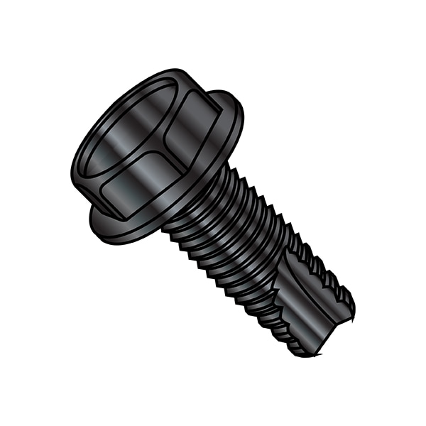 Zoro Select Thread Cutting Screw, 1/4"-20 x 3/4 in, Black Steel Hex Head Hex Drive, 2500 PK 14123WB - main