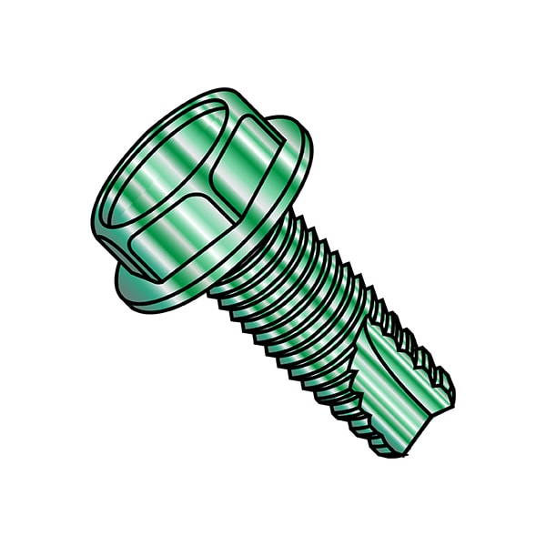 Zoro Select Thread Cutting Screw, #10-32 x 3/8 in, Zinc Plated Steel Hex Head Slotted Drive, 8000 PK 11063WG - main
