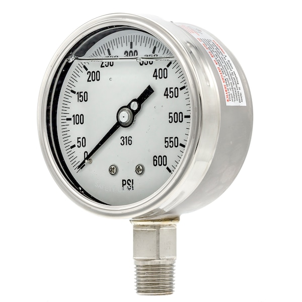 Pic Gauges 4 in Dial, 1/2 in NPT Male Lower Location, Stainless Steel Case Material 4001-2LK-GF - main