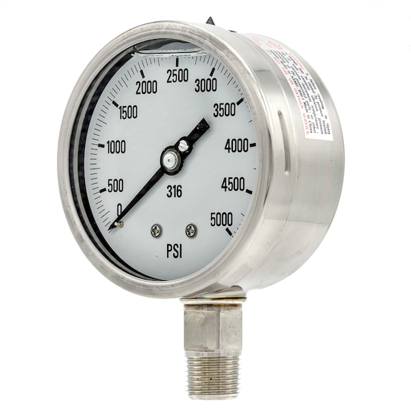 Pic Gauges 4 in Dial, 1/2 in NPT Male Lower Location, Stainless Steel Case Material 4001-2LR-GF - main