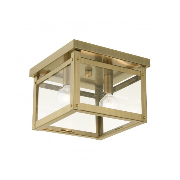 Livex Lighting Antique Brass Flush Mount, 2 Light 4031-01 - main