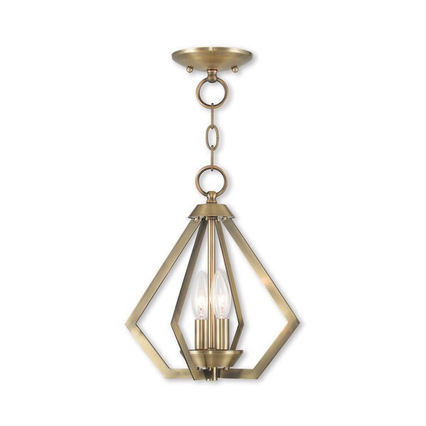 Livex Lighting Prism 2 Light Antique Brass Convertible Mini Chandelier/Ceiling Mount 40922-01 - main