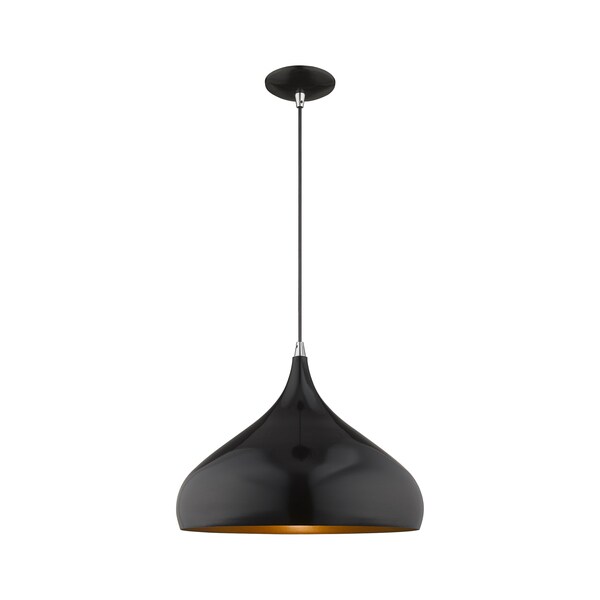 Livex Lighting Metal Shade Mini Pendants 1 Light Shiny Black Mini Pendant 41174-68 - main