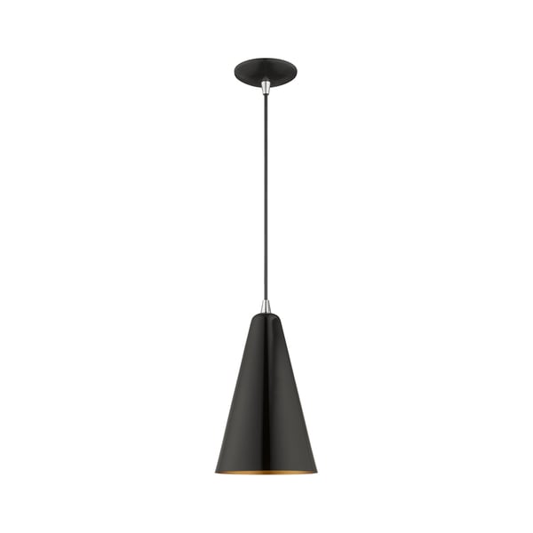 Livex Lighting Metal Shade Mini Pendants 1 Light Shiny Black Mini Pendant 41175-68 - main