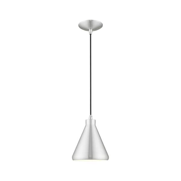 Livex Lighting Metal Shade Mini Pendants 1 Light Brushed Aluminum Mini Pendant 41177-66 - main