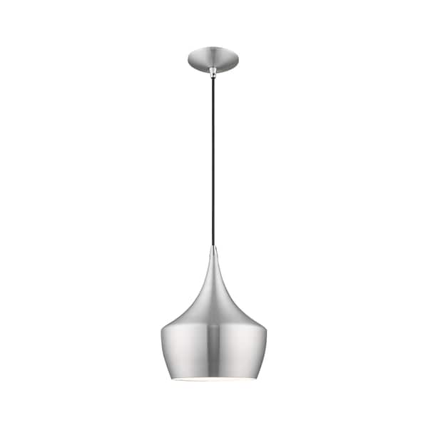 Livex Lighting Metal Shade Mini Pendants 1 Light Brushed Aluminum Mini Pendant 41186-66 - main