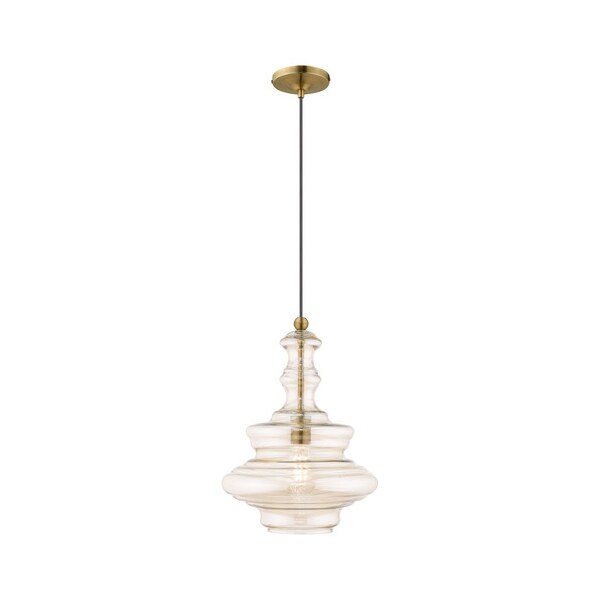 Livex Lighting Art Glass Mini Pendants 1 Light Antique Brass Mini Pendant 41224-01 - main