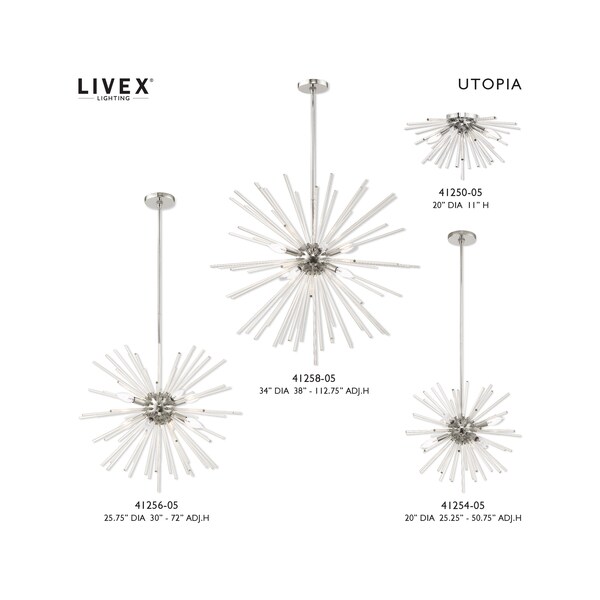 Livex Lighting Utopia 8 Light Polished Chrome Pendant Chandelier