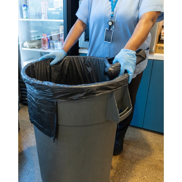 Zoro Recycled Trash Bags: 55 gal Capacity, 41 in x 54 in, 1.5 mil