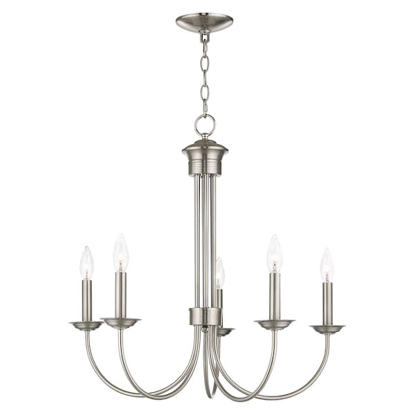 Livex Lighting Estate 5 Light Brushed Nickel Chandelier 42685-91 - main
