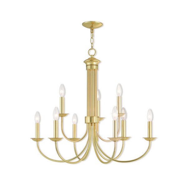 Livex Lighting Estate 9 Light Polished Brass Chandelier 42687-02 - main