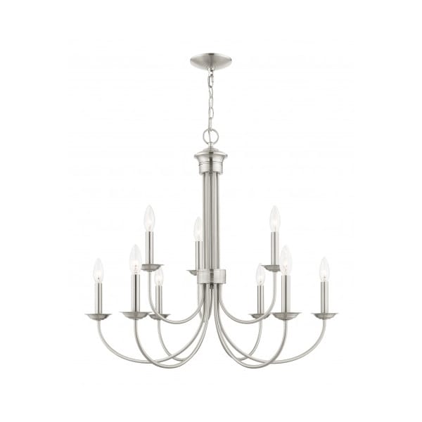 Livex Lighting Brushed Nickel Chandelier, 9 Light 42687-91 - main