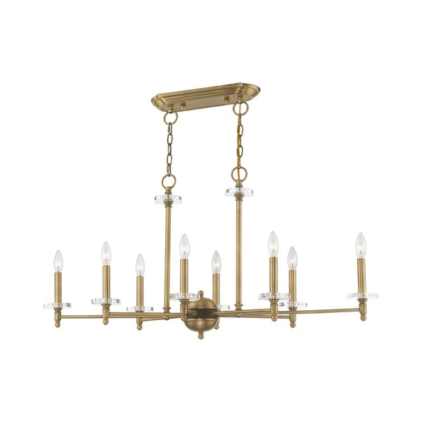 Livex Lighting Bancroft 8 Light Antique Brass Linear Chandelier 42708-01 - main