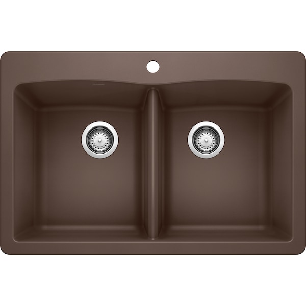 Blanco Diamond Equal Double Bowl, Drop-In, Cafe Brown, Dual Mount Mount, 1 Hole 440218 - main