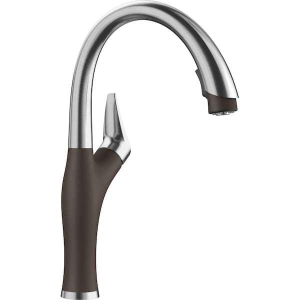 Blanco Artona Pull Down Dual Spray Kitchen Faucet 1.5 GPM - PVD Steel/Cafe 442032 - main