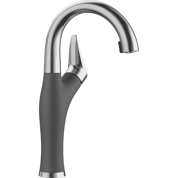 Blanco Bar Faucet, Cinder/Stainless Dual Finish 442041