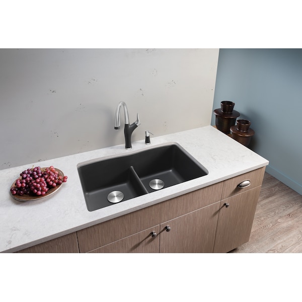 sinforosanum＆Rio Blanco Blanco Diamond Silgranit 50/50 Double Bowl Undermount Kitchen Sink