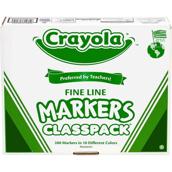 Crayola Assorted Classpack Fine Line Markers, 200 PK 588210 - main