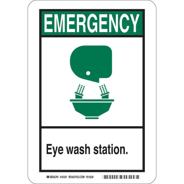 Brady Emergency Eye Wash Station., 10 in x 7 in, Rectangle, Polyester, 45157 45157 - main