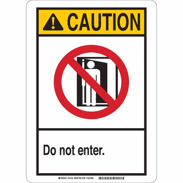 Brady Entrance Sign, Fiberglass, 7" W, 10" H, Do Not Enter., Yellow 45033 - main