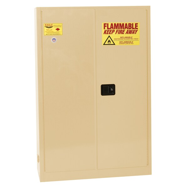 Eagle Mfg Flammable Safety Storage Cabinet, 45 gal, 2 Shelves, Steel, 43 in W x 65 in H x 18 in D, Beige 4510XBEI - main