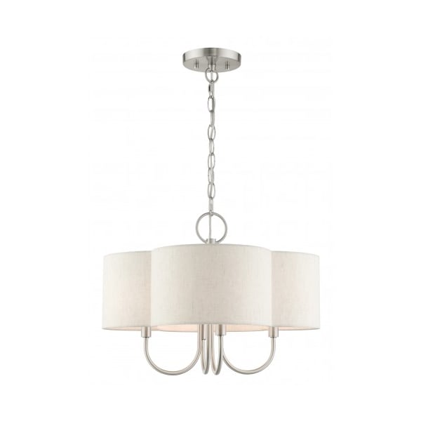 Livex Lighting Brushed Nickel Chandelier, 4 Light 45806-91 - main