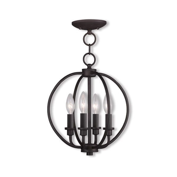 Livex Lighting Milania 4 Light Bronze Convertible Mini Chandelier/Ceiling Mount 4664-07 - main