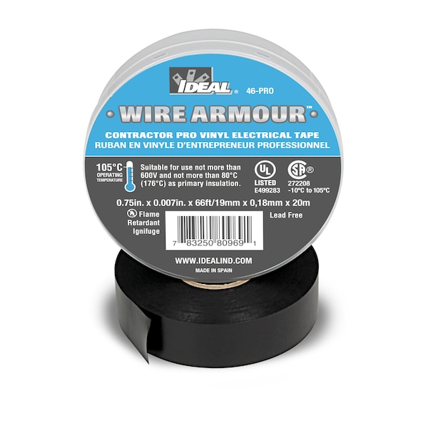 Wirearmour Pro Vinyl Tape, 3/4 x 66, Black 46-PRO - main