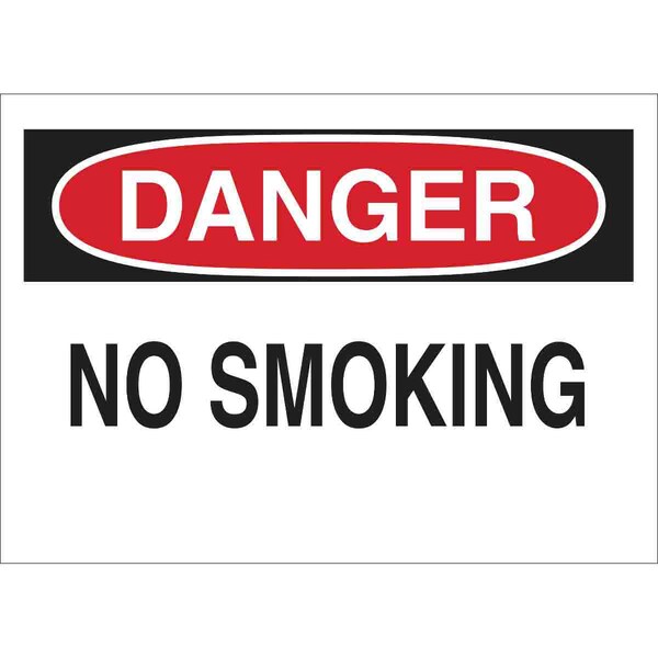 Brady Danger No Smoking Sign, 10" H, 14 in W, Plastic, Rectangle, English, 25077 25077 - main