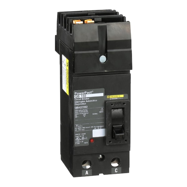 Square D Molded Case Circuit Breaker, 150A, 240VAC, 2 Pole, I-Line Mounting Style QBA221502