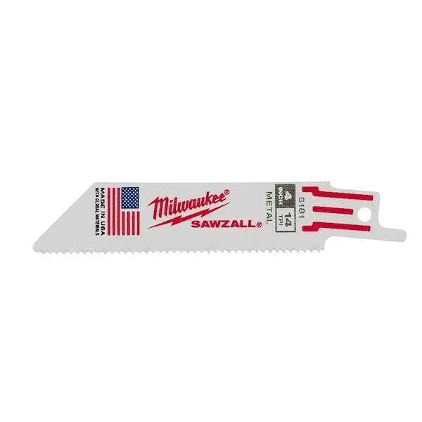 Milwaukee Tool 4" 14 TPI SAWZALL Blades (5 Pk) 48-00-5181 - main