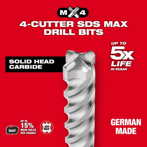 Milwaukee 48-20-3974 SDS-Max Rotary Hammer Drill Bit – 1-1/4" X 36" – Made In Germany