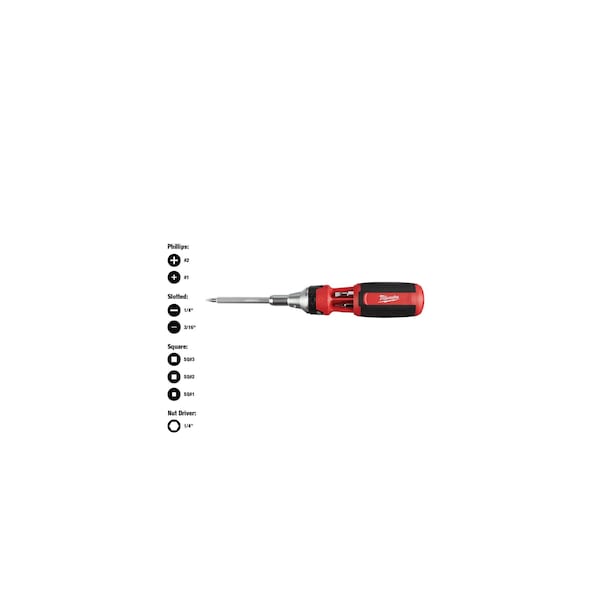 MILWAUKEE 9-in-1 Square Drive Ratcheting Multi-bit Driver (48-22