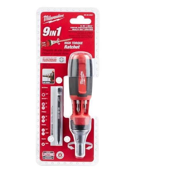 MILWAUKEE 9in1 ECX Drive Ratcheting Multibit Driver (48222331) Zoro
