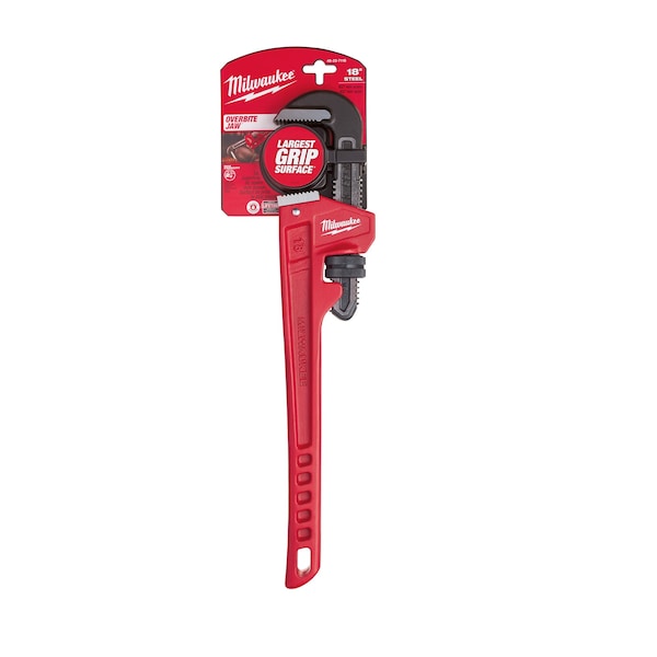 Milwaukee Tool 18 in L 2 1/2 in Cap. Alloy Steel Straight Pipe Wrench 48-22-7118 - main