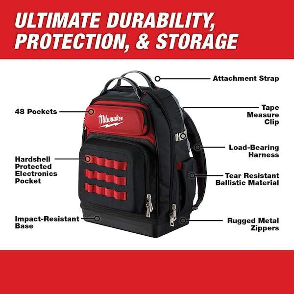 MILWAUKEE Ultimate Jobsite Backpack (48-22-8201) | Zoro
