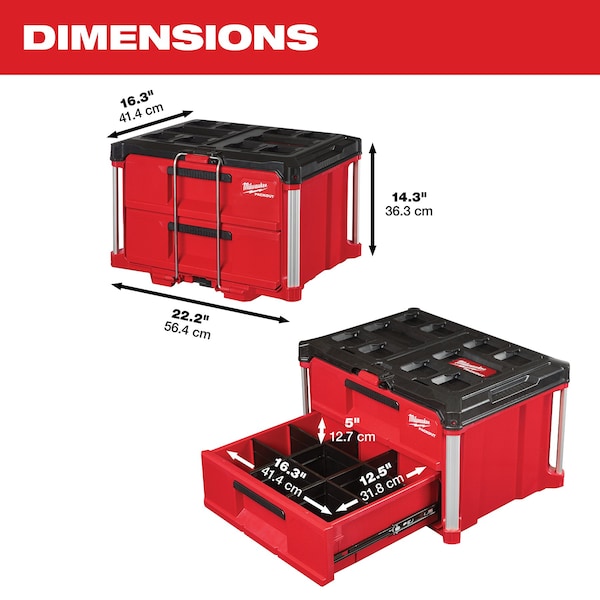 MILWAUKEE PACKOUT™ 2-Drawer Tool Box (48-22-8442) | Zoro