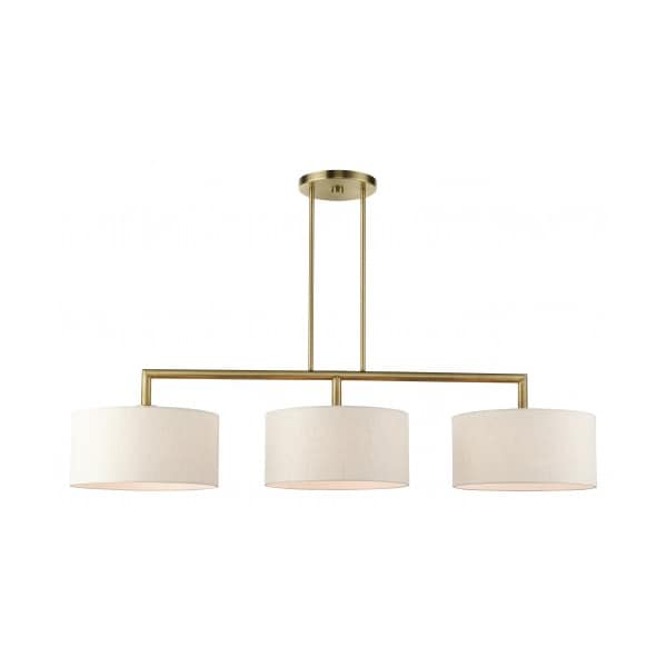 Livex Lighting Antique Brass Linear Chandelier, 3 Light 49293-01 - main