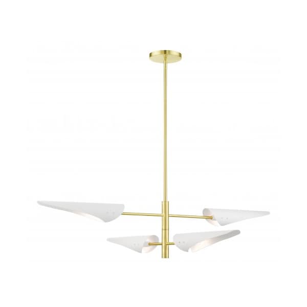 Livex Lighting Satin Brass Pendant Chandelier, 4 Light 49494-12 - main