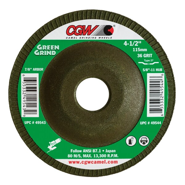 Cgw Camel Grinding Wheels 49543 6.02 Depressed Ctr Whl, 4.5x5/32x7/8