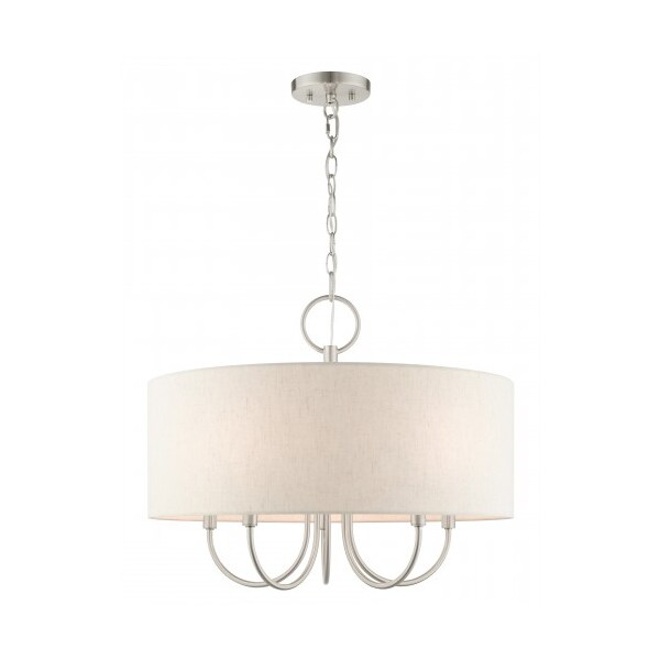 Livex Lighting Brushed Nickel Pendant Chandelier, 5 Ligh 49805-91 - main
