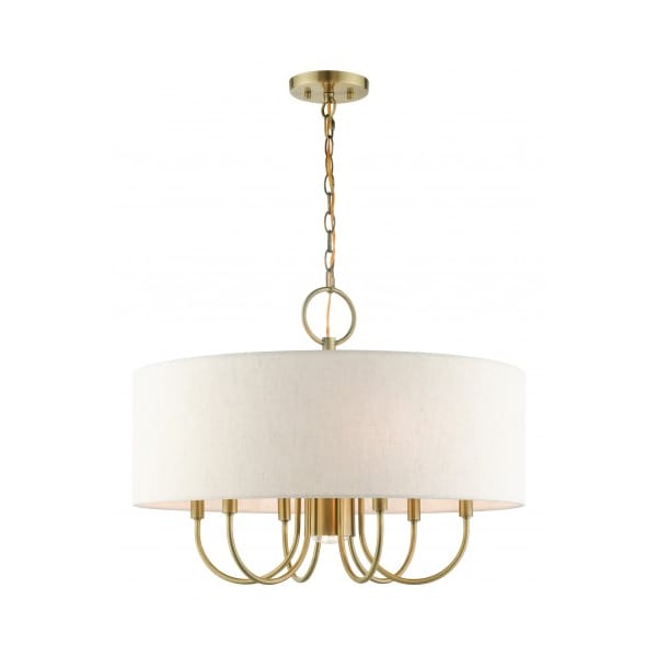 Livex Lighting Antique Brass Pendant Chandelier, 7 Light 49806-01 - main