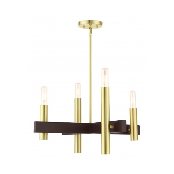 Livex Lighting Satin Brass Chandelier, 4 Light 49994-12 - main