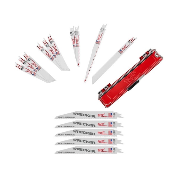 Milwaukee Tool SAWZALL General Purpose 10pc Blade Set + WRECKER Multi-Material SAWZALL Blade 9" 7/11TPI 5pk 49-22-1110, 48-00-5706 - main