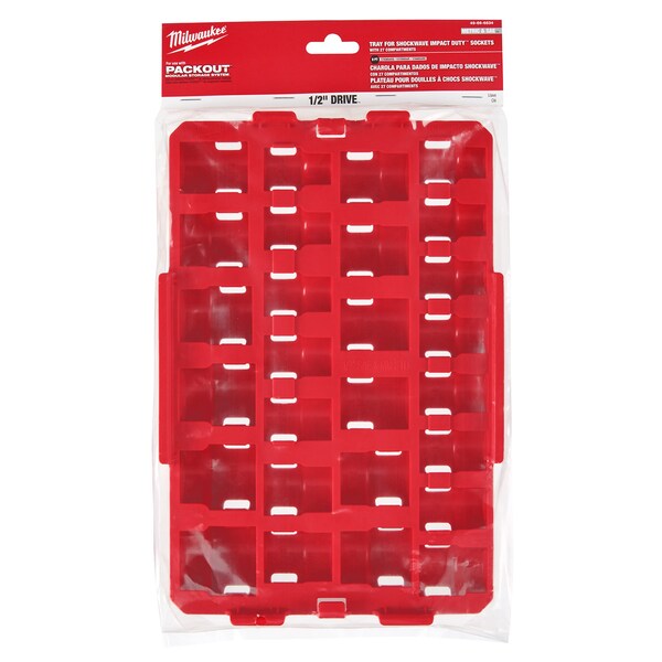 Milwaukee Tool Packout Organizer Tray 49-66-6833 – For 16 Pc. Shockwave Impact Sockets – Black Plastic