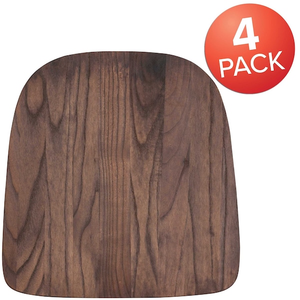 Flash Furniture Rustic Walnut Wood Seat for Colorful Metal Chairs, PK4 4-CH-31230M1D-GG - main