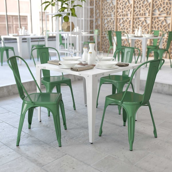 Flash Furniture Green Metal Indoor-Outdoor Stackable Chair, PK4 4-CH-31230-GN-GG - main