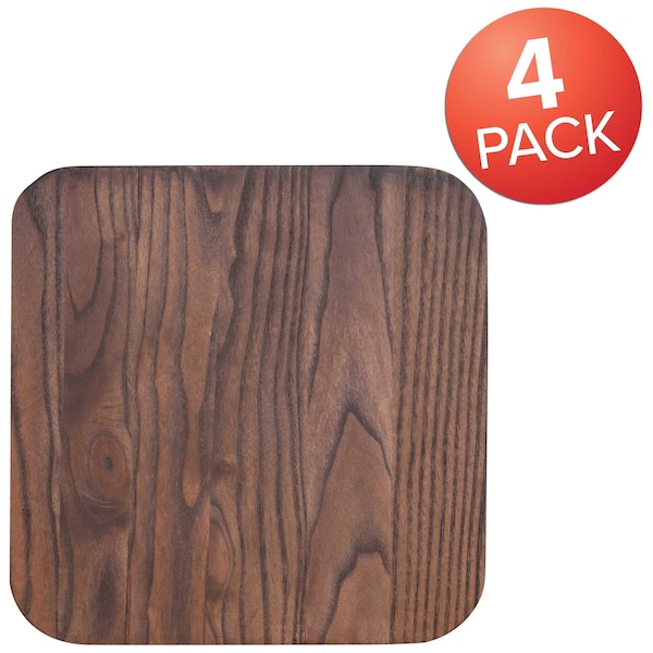 Flash Furniture Rustic Walnut Wood Seat for Colorful Metal Barstools, PK4 4-CH-31320M1D-GG - main
