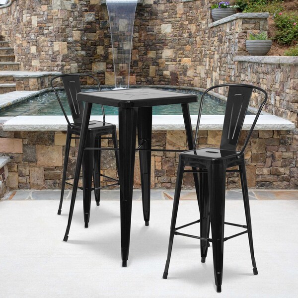 Flash Furniture 30" High Black Metal Indoor-Outdoor Barstool, PK4 4-CH-31320-30GB-BK-GG - main